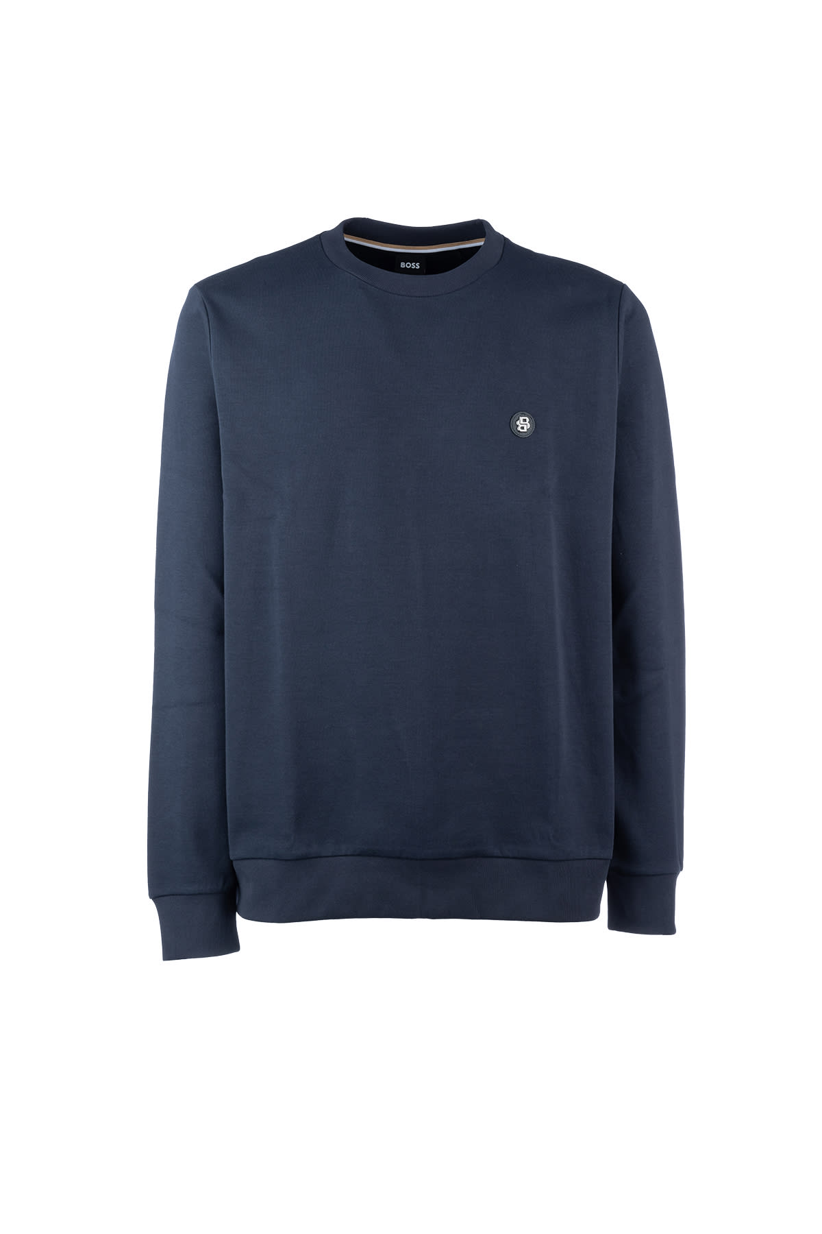 Hugo Boss Mens Boss Branded Crewneck Cotton-blend Sweatshirt In Dark Blue