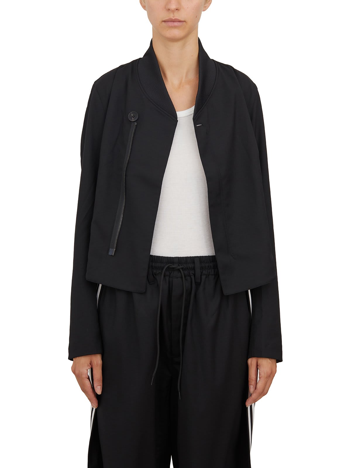 Shop Y-3 Cropped Twill Jacket In Black