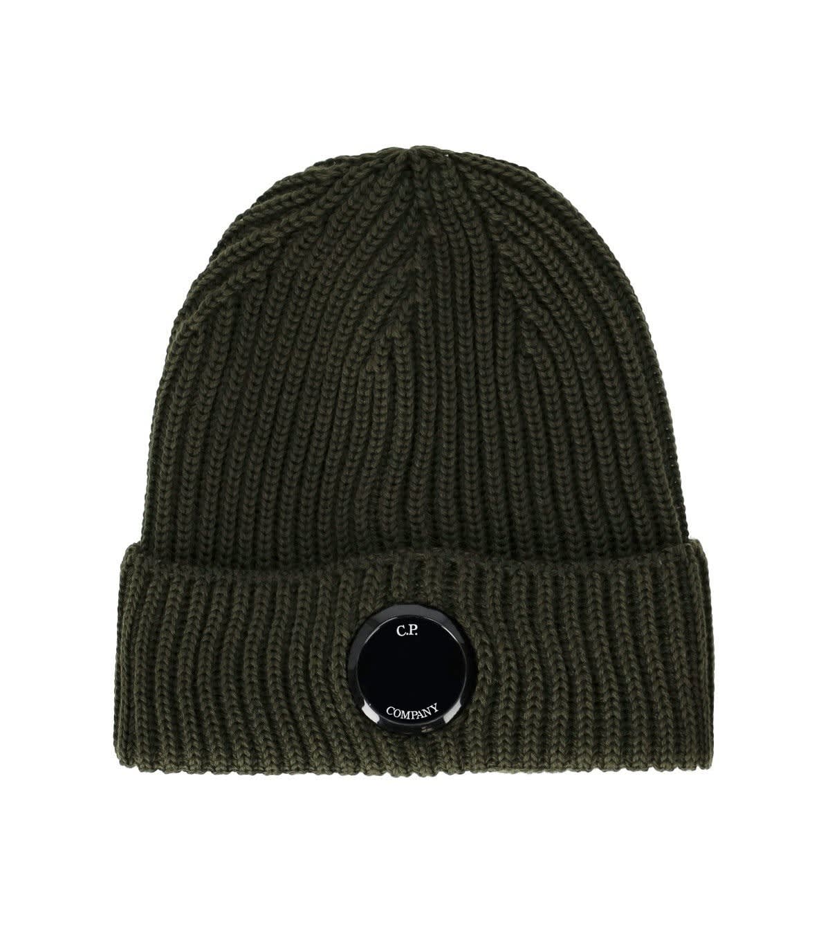 Shop C.p. Company Green Wool Beanie In Militare