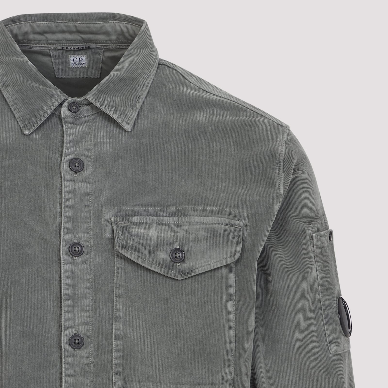 C.p. Company Corduroy Overshirt With Long Sleeves And Pockets In Gray
