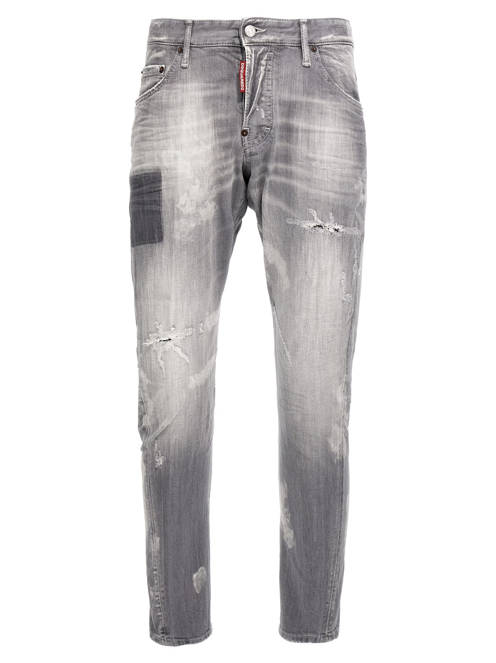 Dsquared2 Distressed Low-rise Skinny Jeans In Gray