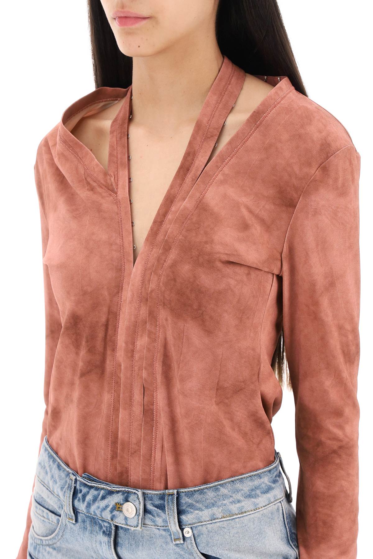 Shop Y/project Long-sleeved Tie-dye Bodysuit In Cloudy Pink (pink)