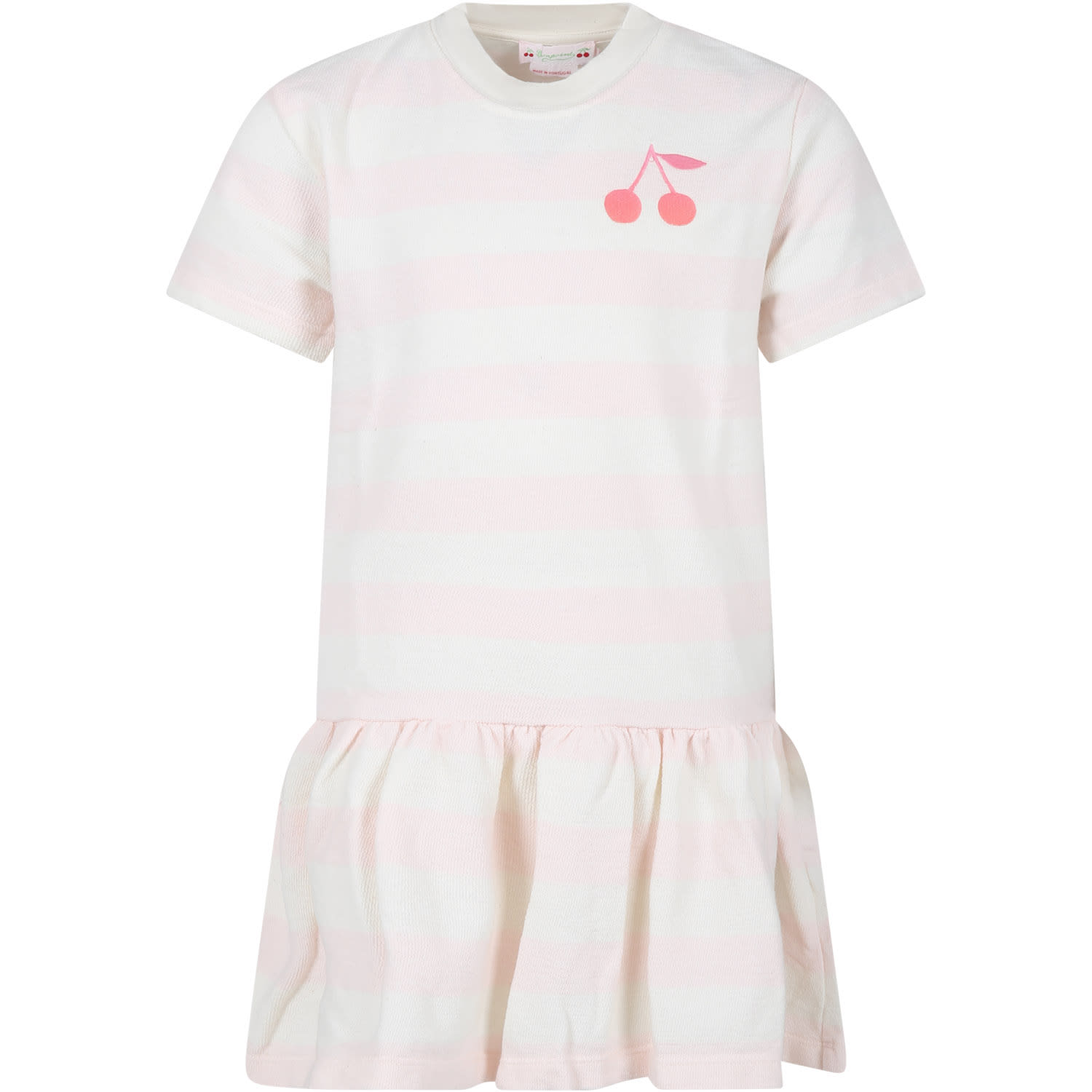 BONPOINT IVORY DRESS FOR GIRL WITH ICONIC CHERRIES