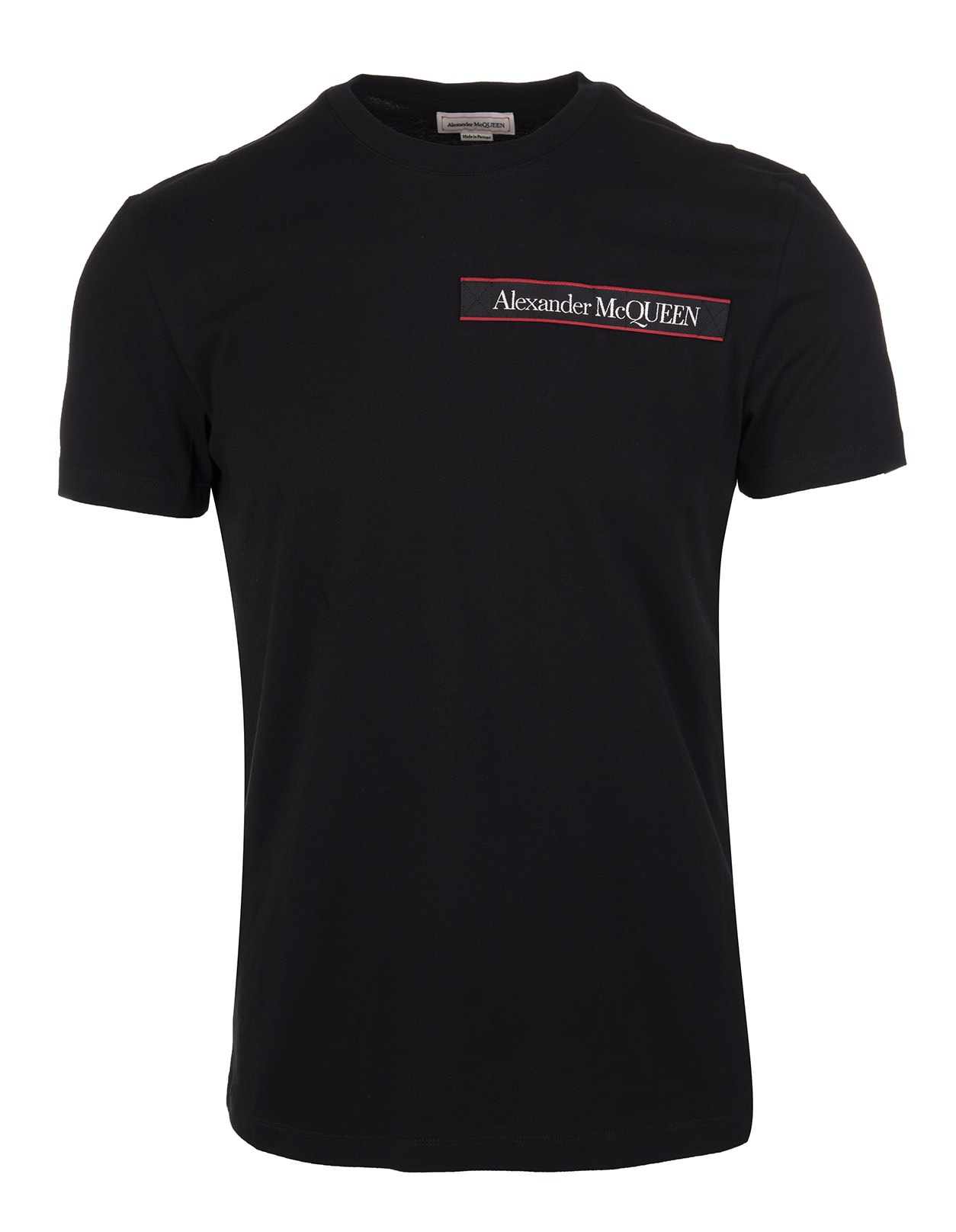 Alexander McQueen Man Black T-shirt With Selvedge Logo Band