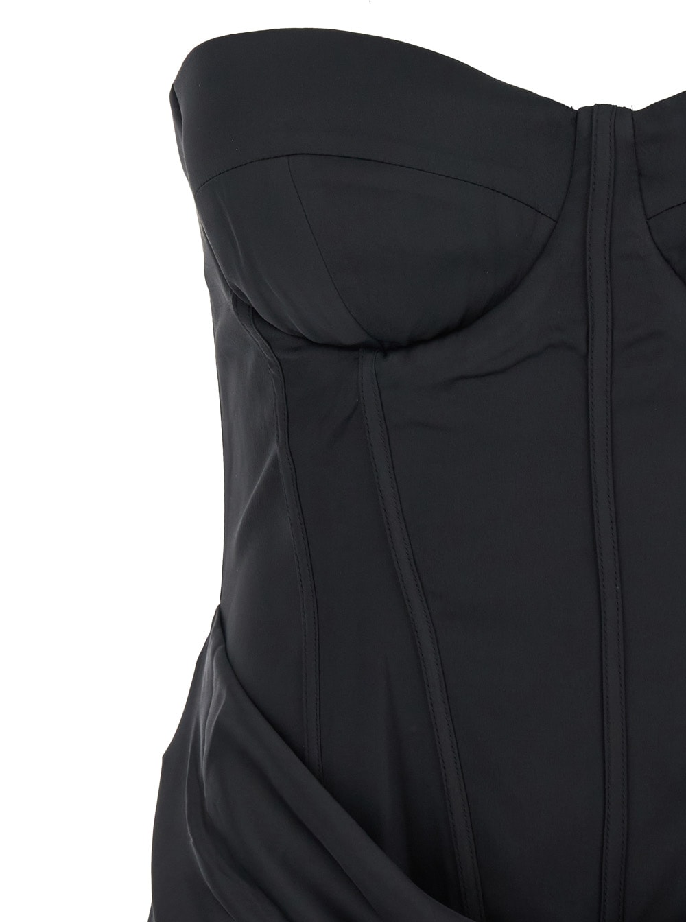 Rotate Birger Christensen Rotate Strapless Black Evening Dress With Fitted Bodice And Flowing Skirt In Blue