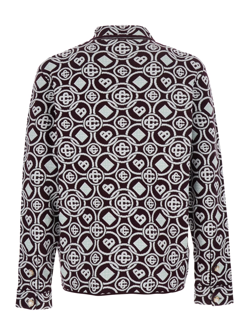 Casablanca Men Bordeaux Shirt With Classic Collar And All-over Monogram In Cotton Man In Black