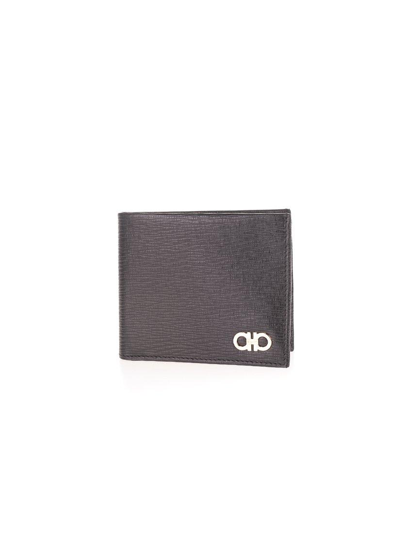 Ferragamo Logo Plaque Bi-fold Wallet In Black