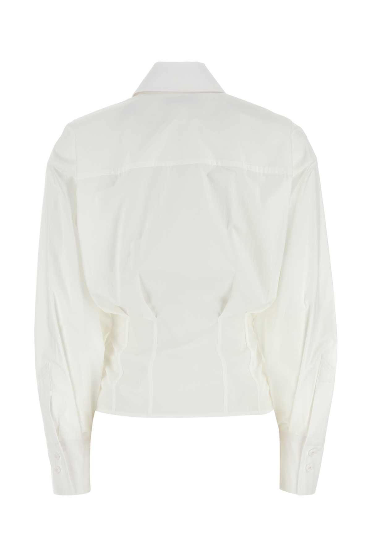 Attico Tailored Poplin Shirt Long Sleeves In White
