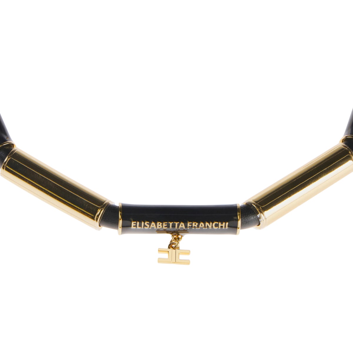 Elisabetta Franchi Logo Necklace In Black