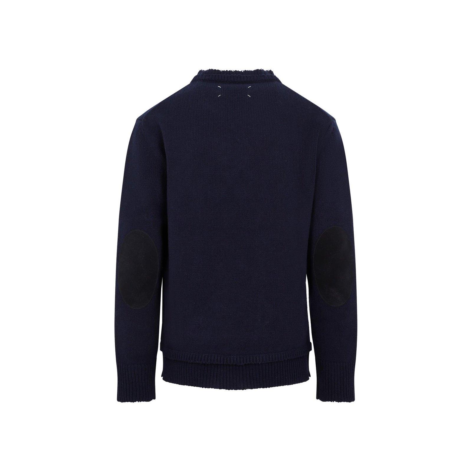 Shop Maison Margiela Elbow Patch Sweater In Blue