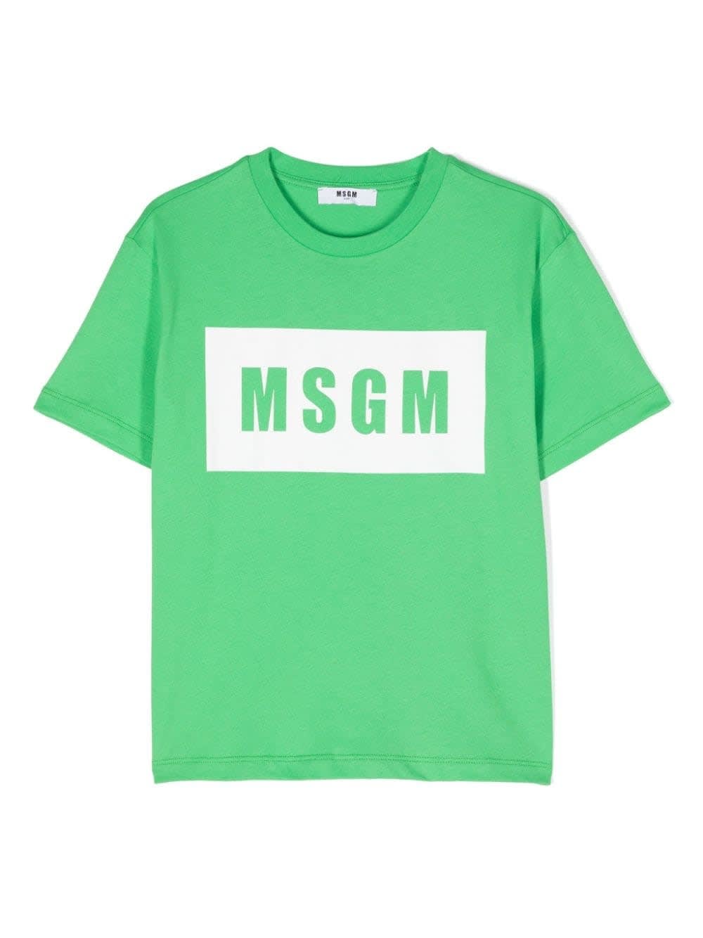 Msgm Kids' T-shirt Con Logo In Verde