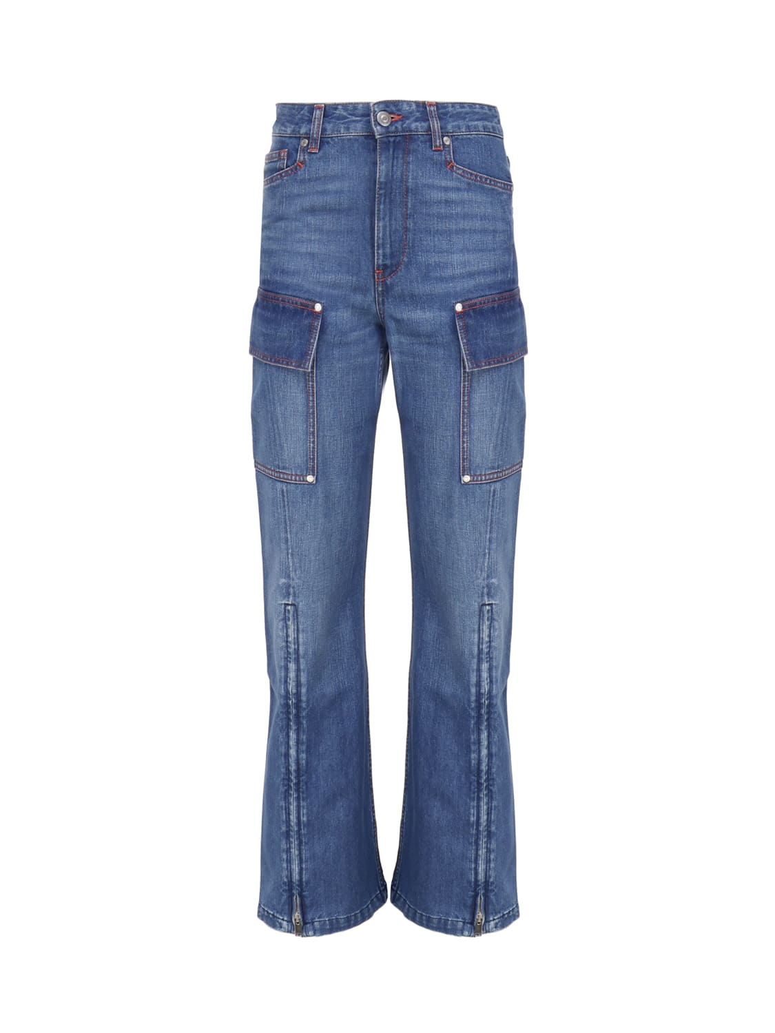 Stella Mccartney Cargo Retrò Jeans In Cotton Denim In 70s Blue