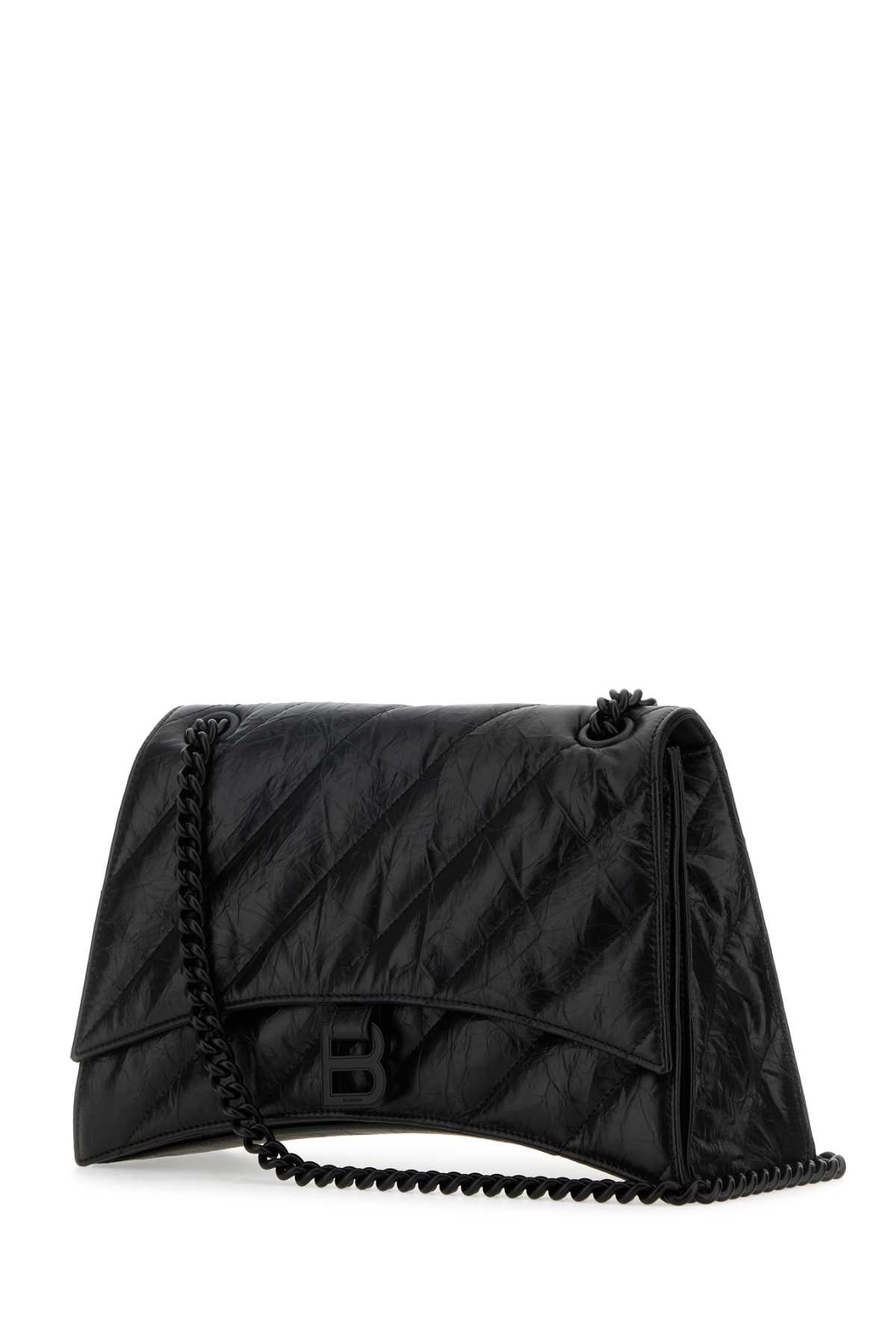 Shop Balenciaga Black Leather Medium Crush Shoulder Bag