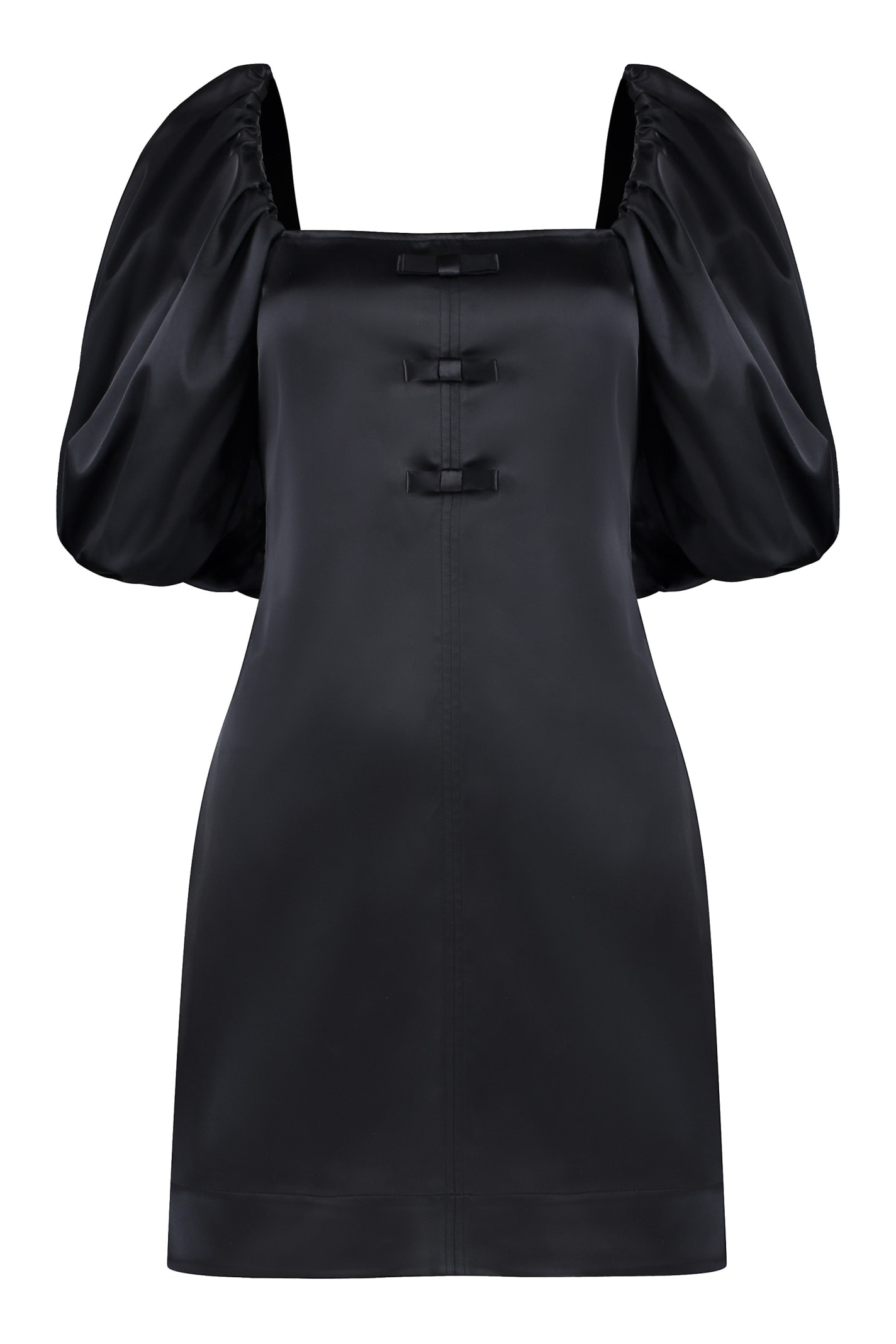 Shop Ganni Satin Dress In Black