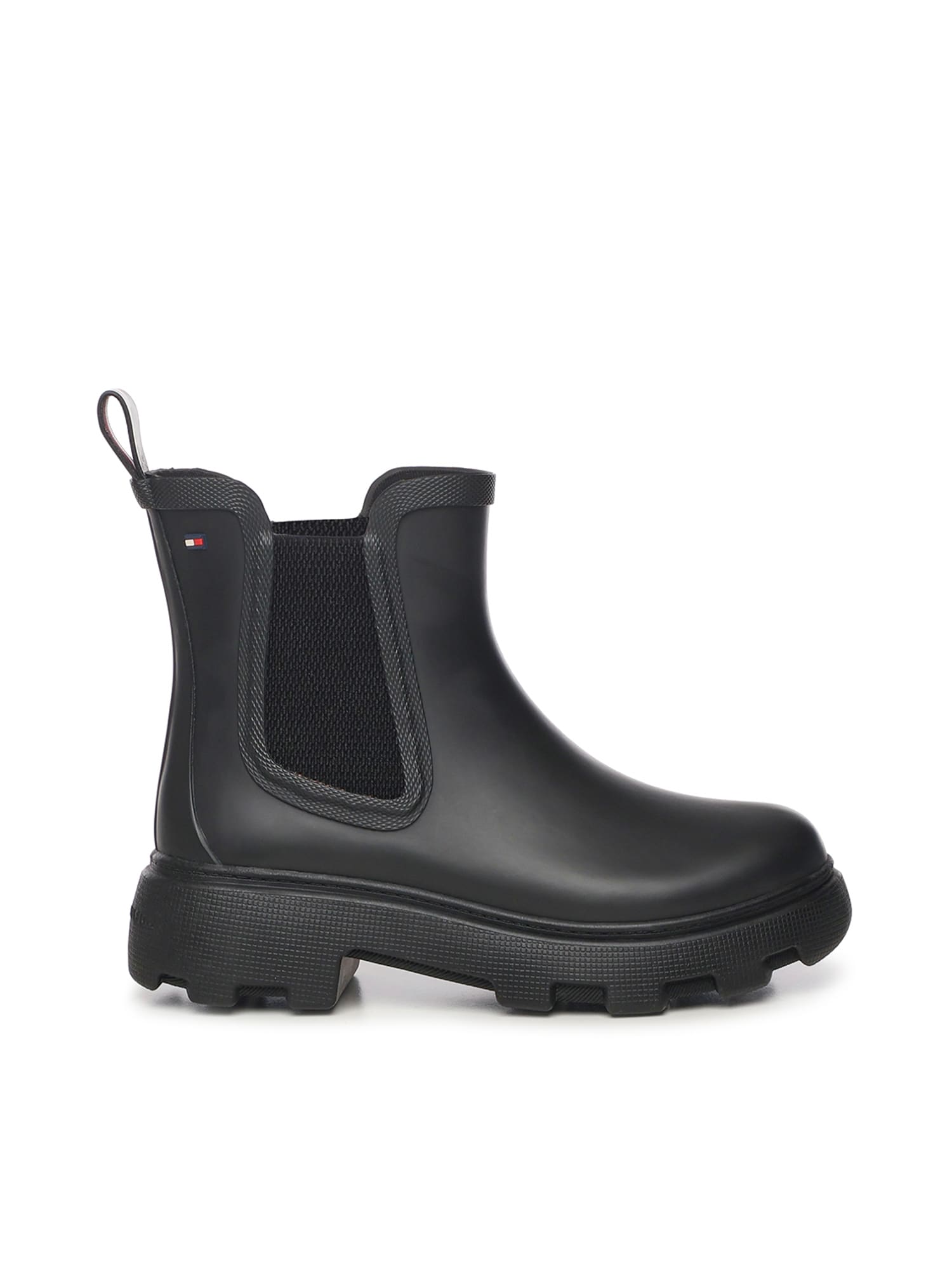 Tommy Hilfiger Rubber Rain Boots In Black