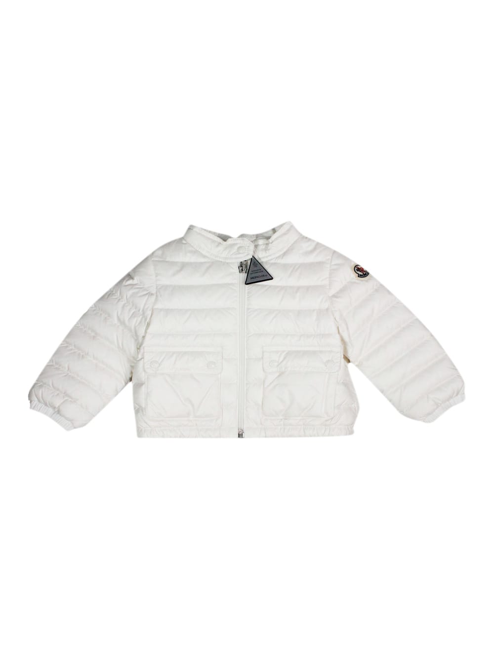 Moncler Lightweight 100 Gram Lans Long-sleeved Down Jacket With Front Zip Closure And Front Pockets. Logo On The Sleeve