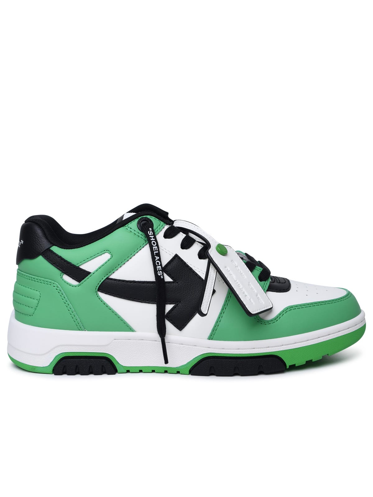 Shop Off-white Out Of Office Green Leather Sneakers In Green/black