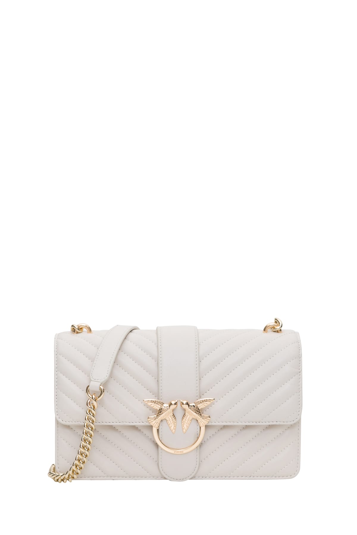 Pinko Love Bag In Quilted Leather In Bianco