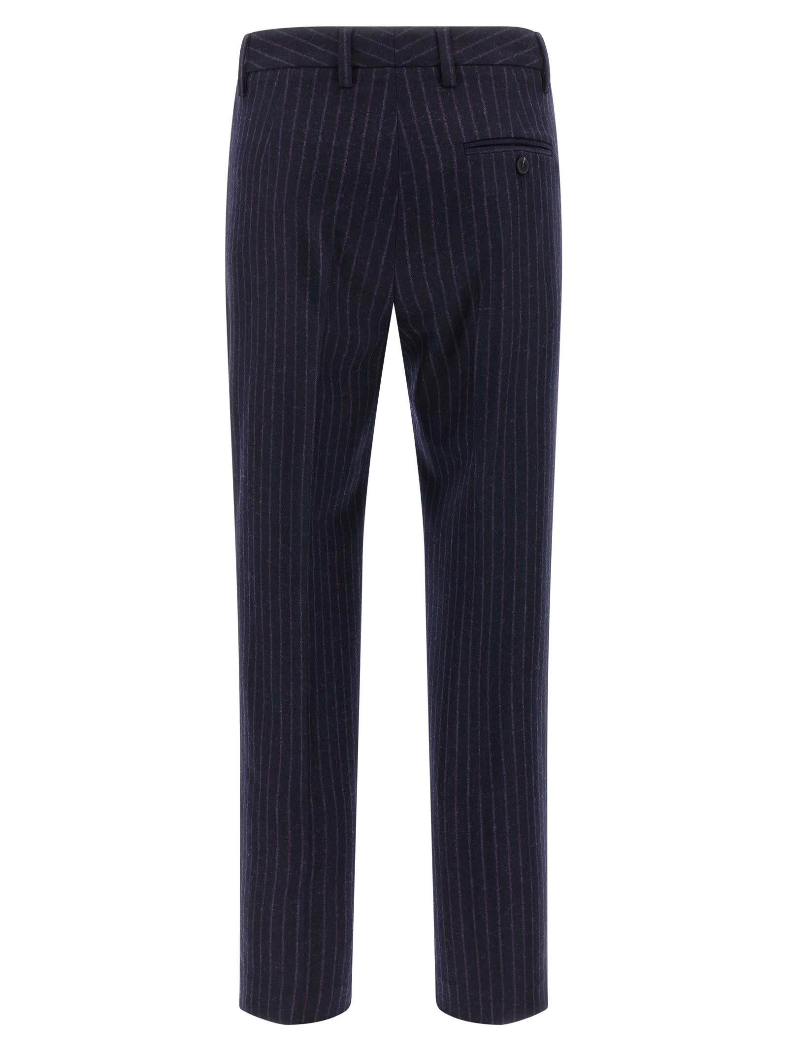Alberto Biani Franca Pinstripe Wool Trousers In Blue
