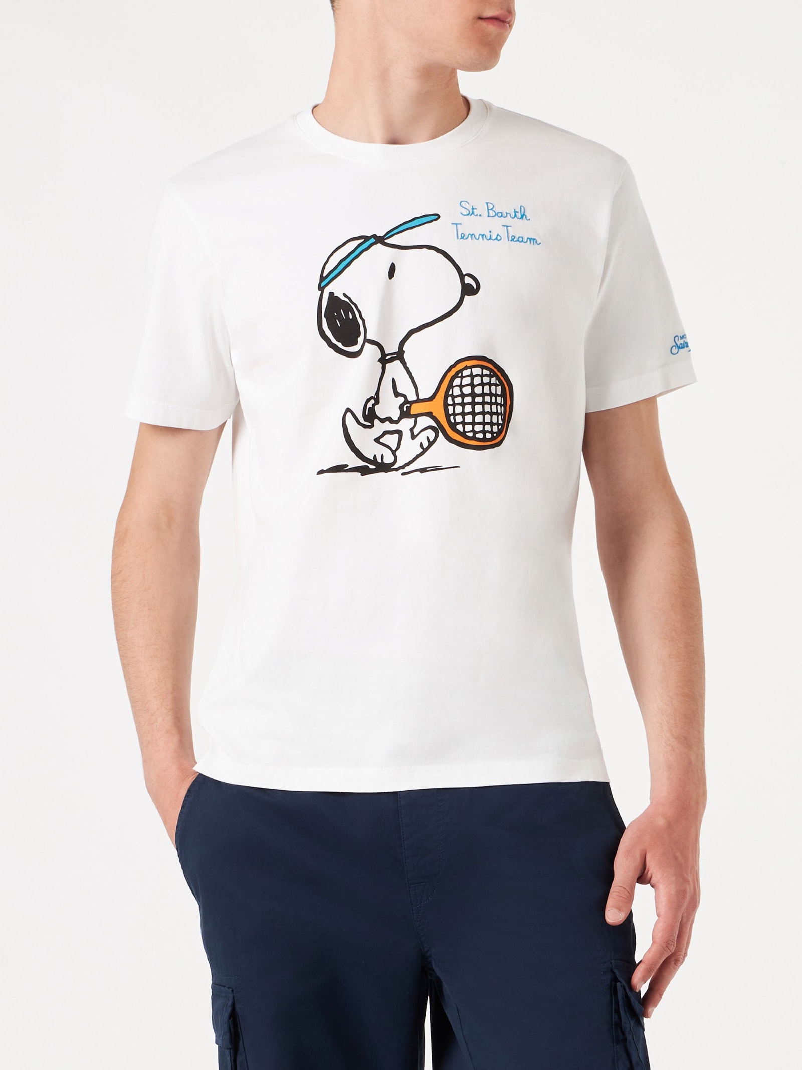 MC2 Saint Barth Man Cotton T-shirt With Snoopy Tennis Print Snoopy