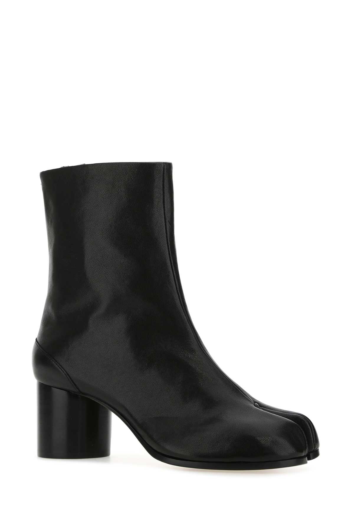 Shop Maison Margiela Black Leather Tabi Ankle Boots In T8013