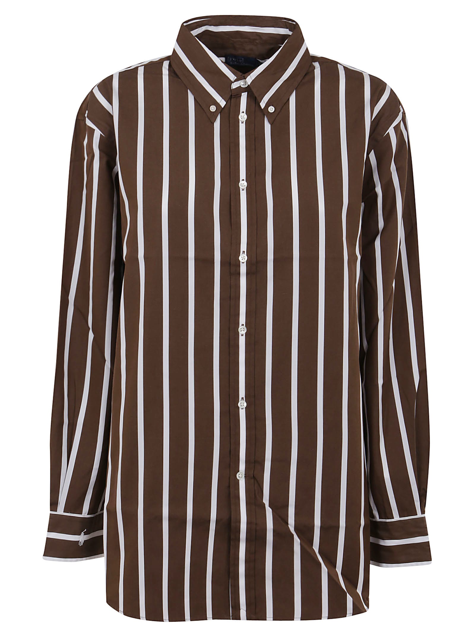 Polo Ralph Lauren Long Sleeve Button Front Shirt In Chocolate