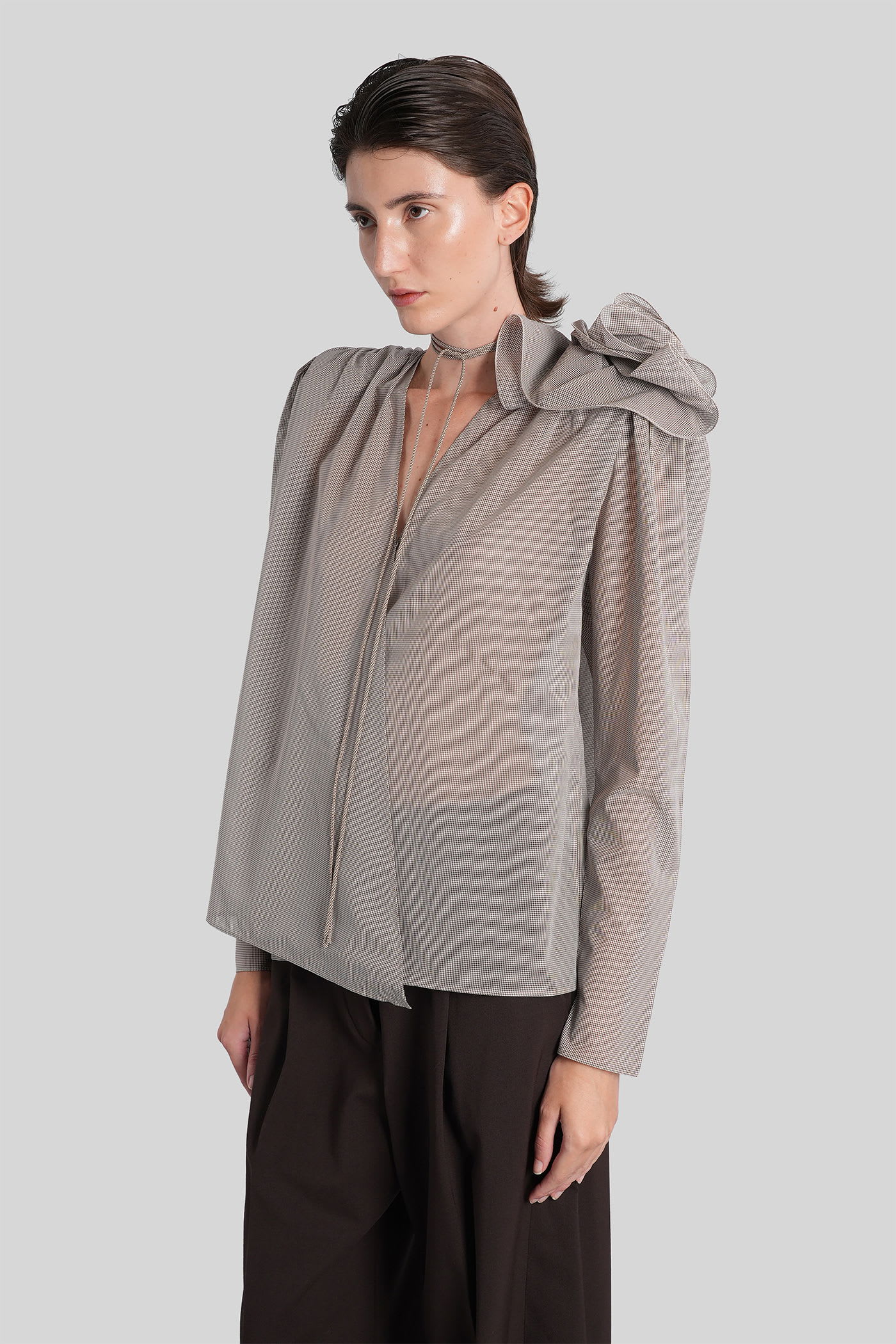 Magda Butrym Blouse 01 Blouse In Brown Silk In Gray