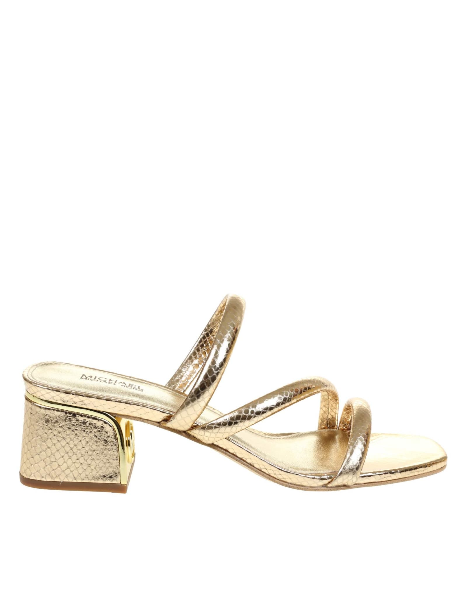 Buy Michael Kors Lana Sandal In Laminated Leather With Python Print online, shop Michael Kors shoes with free shipping