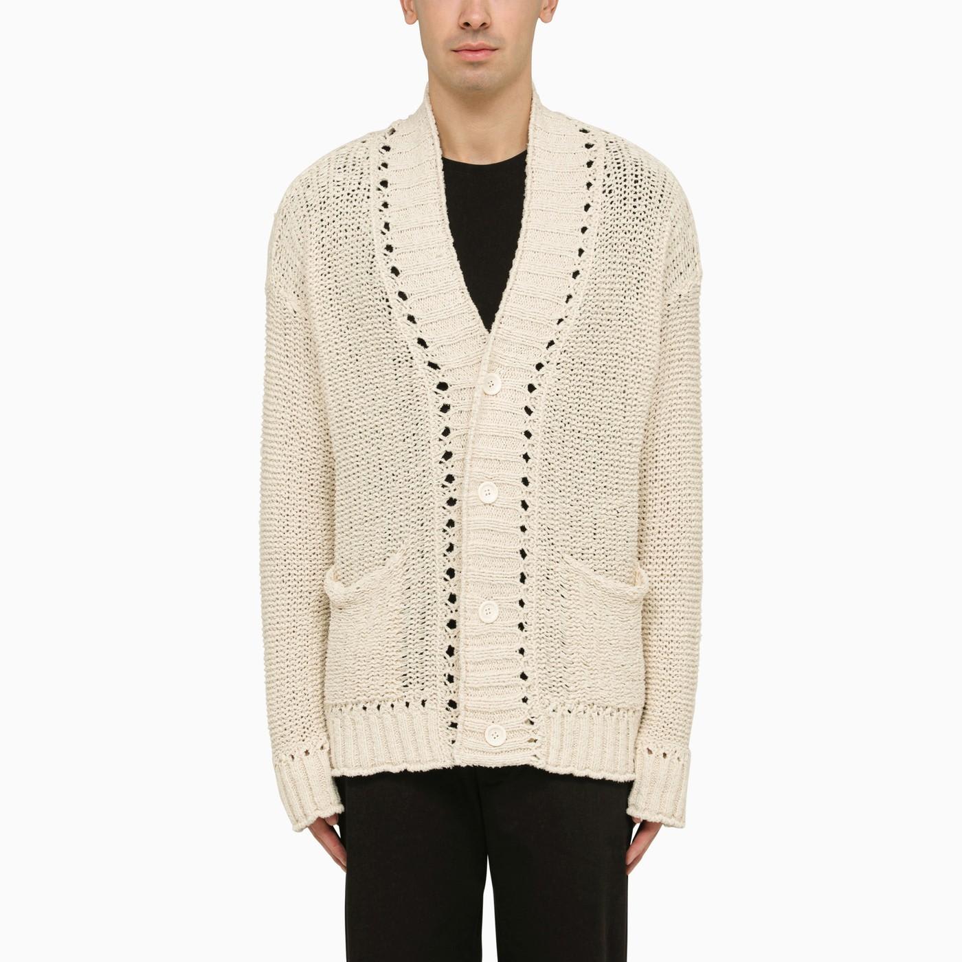 White Perforated Cotton Cardigan