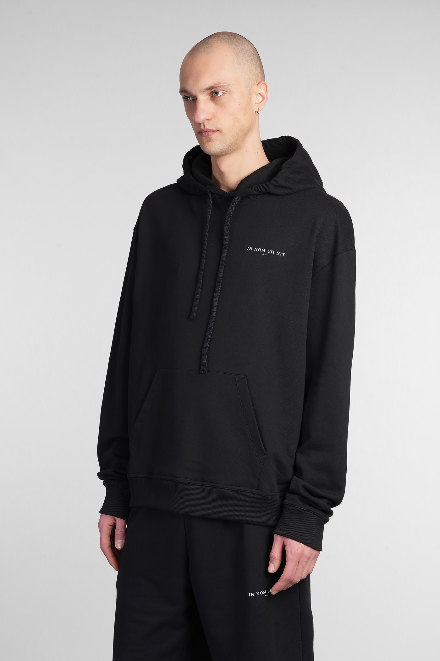 Ih Nom Uh Nit Relaxed Fit Black Hoodie With Graphic Design In Black