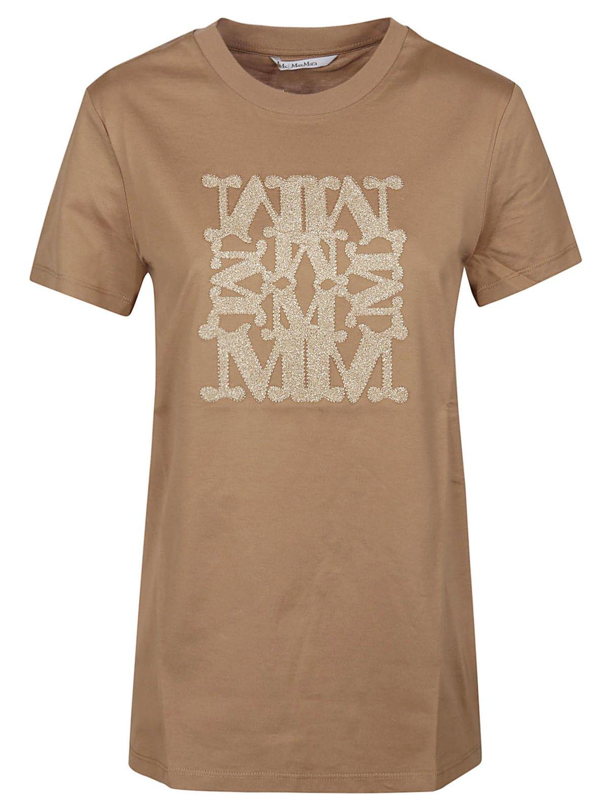 Shop Max Mara Crewneck Short-sleeved T-shirt In Argilla