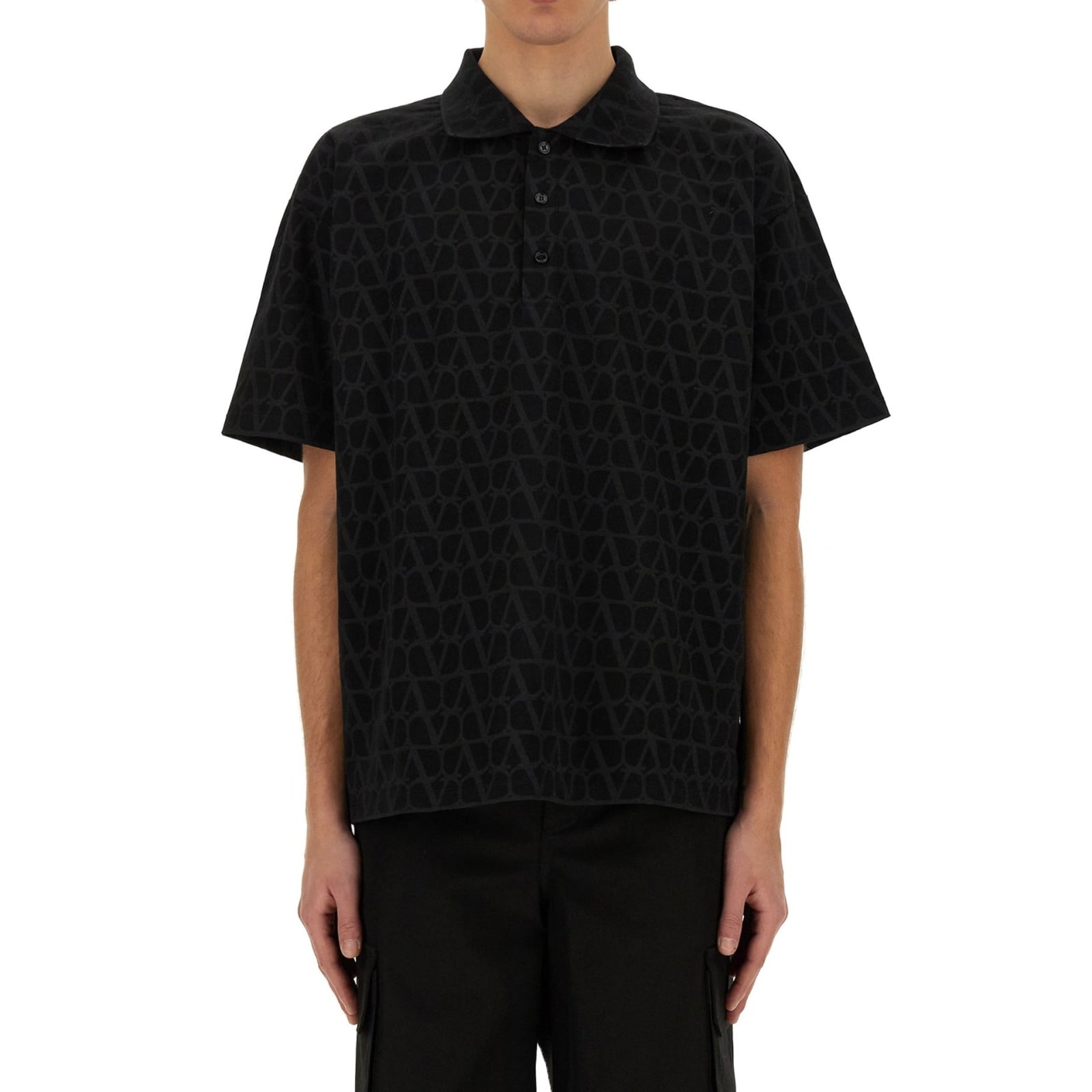 Shop Valentino Garavani Toile Iconographe Polos In Black