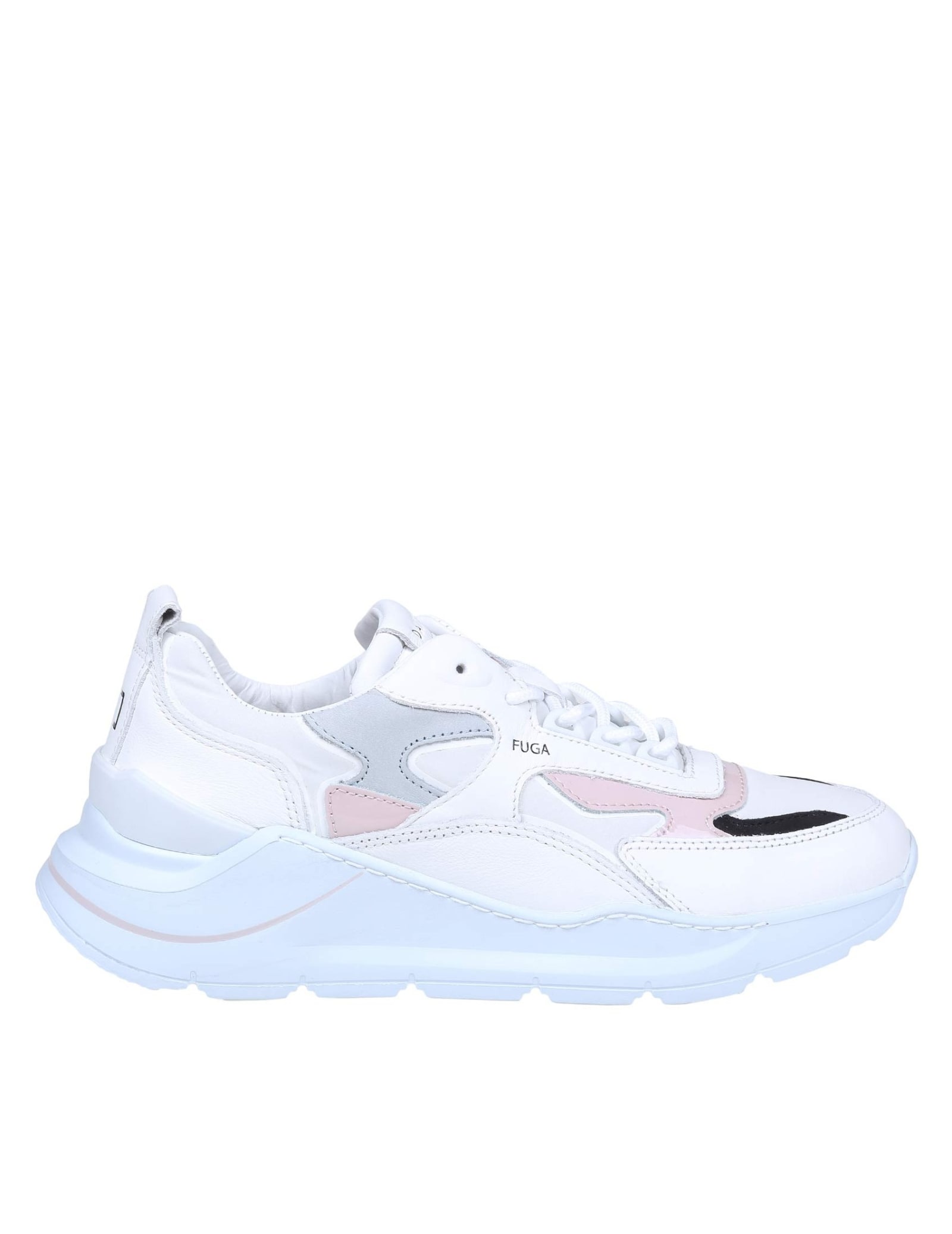D.A.T.E. White Leather And Nylon Sneakers