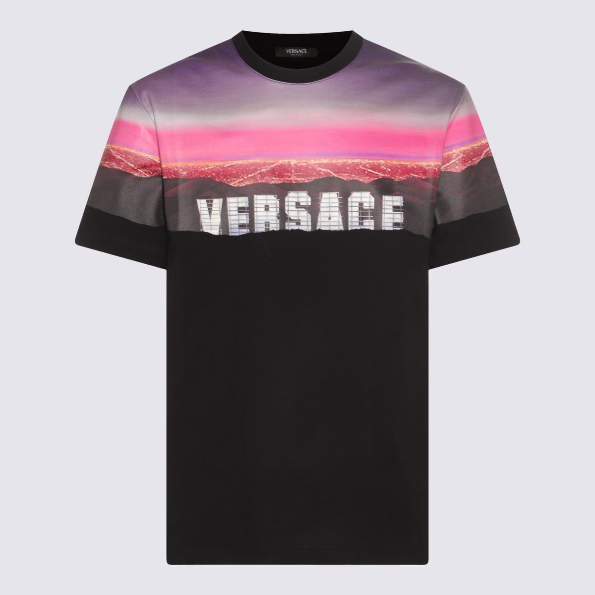 Shop Versace Multicolour Cotton Hills T-shirt In Red