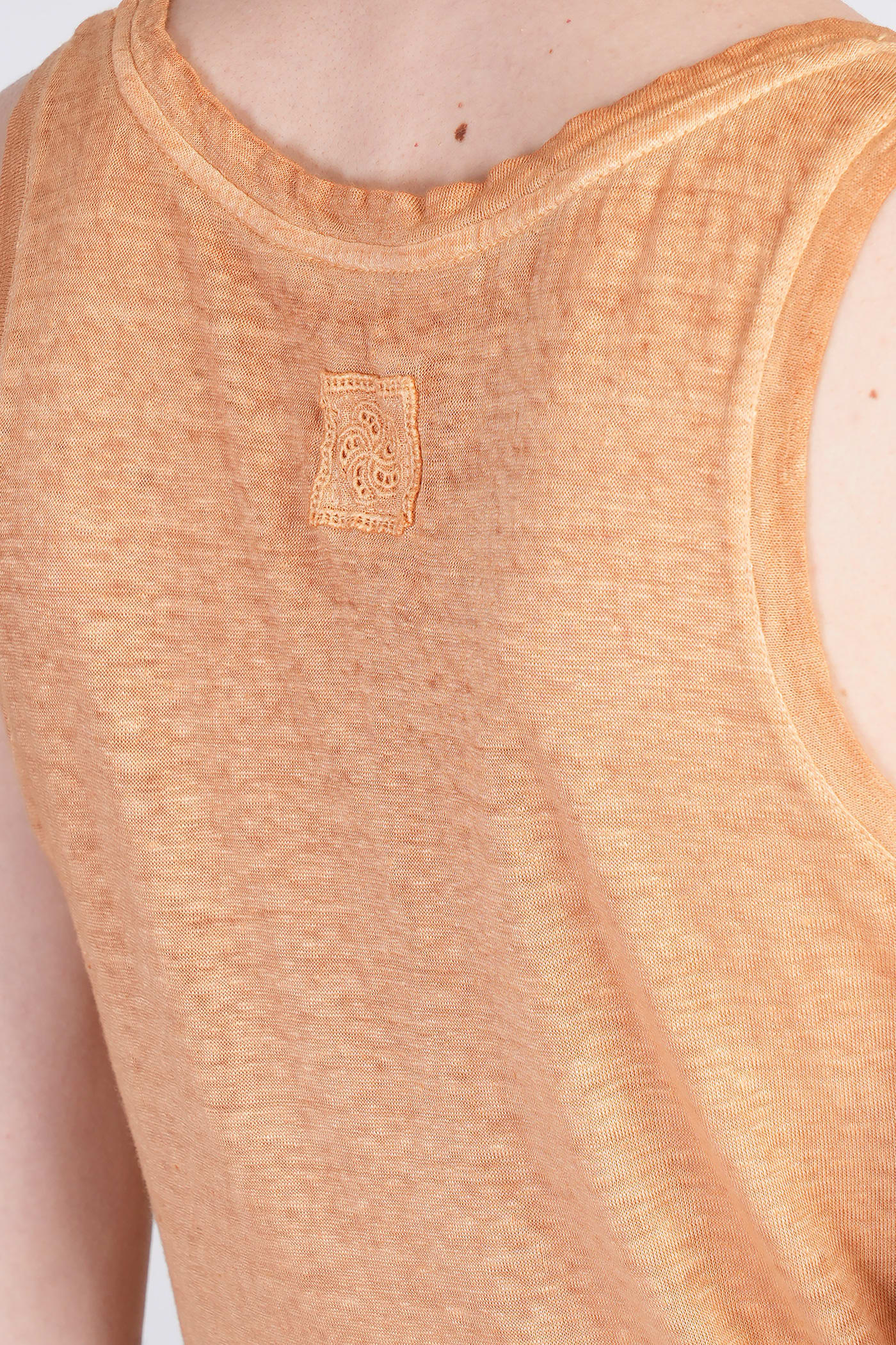 120% LINO TANK TOP IN ORANGE LINEN 