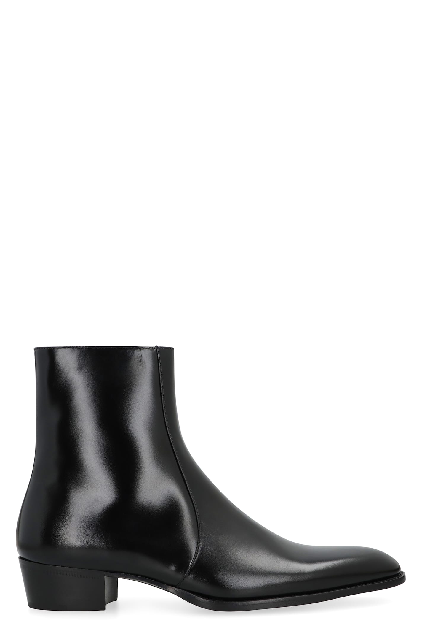 Saint Laurent Smooth Leather Roman Boots In Black
