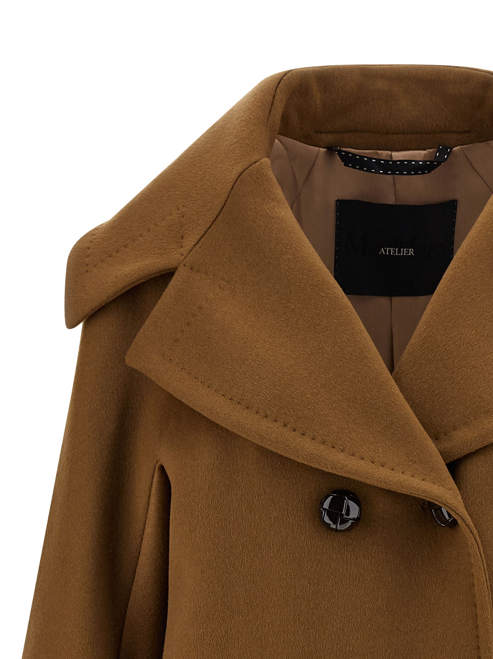 Max Mara Mario Double-breasted Lapel Collar Coat In Brown