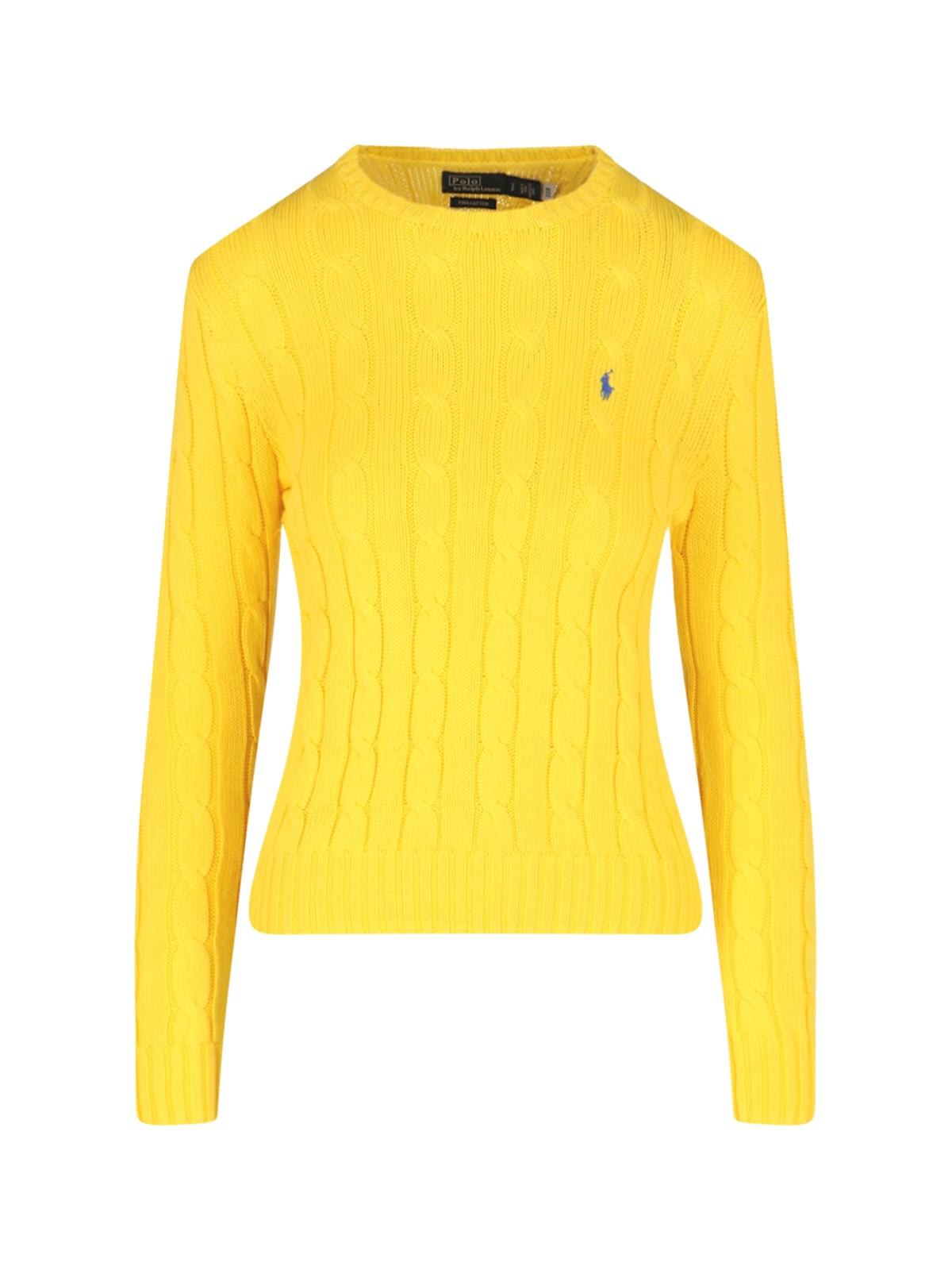 Shop Ralph Lauren Logo Crew Neck Sweater In Trainer Yellow