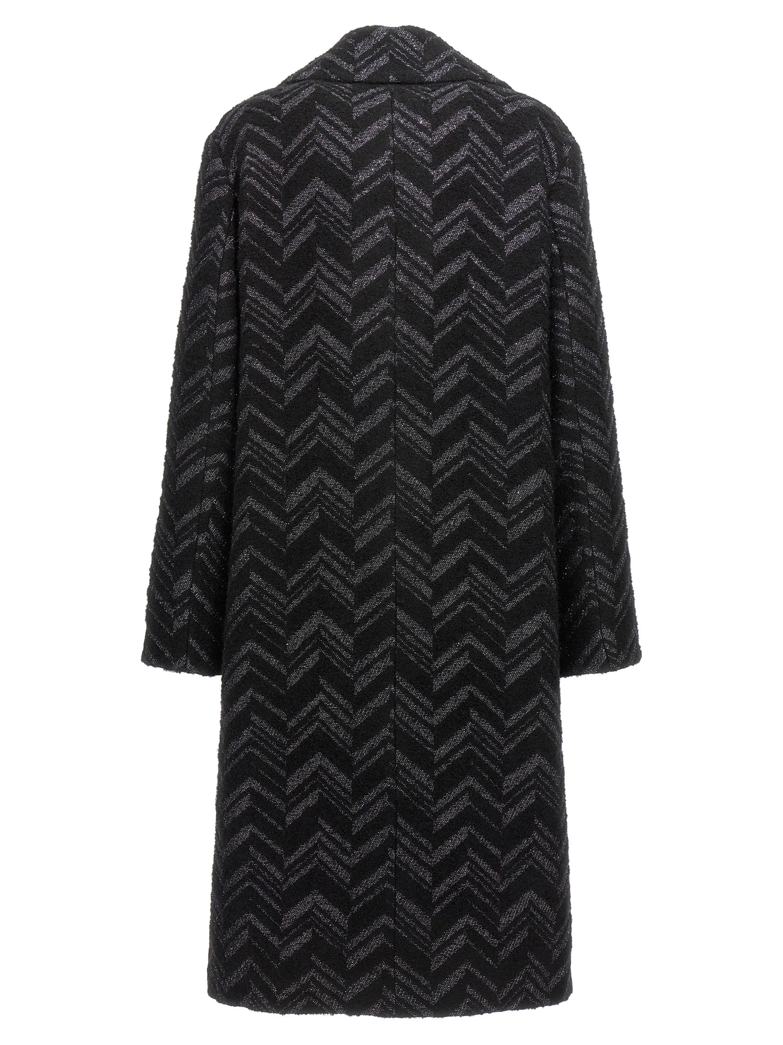 Shop Missoni Single-breasted Chevron Lamé Coat In Black