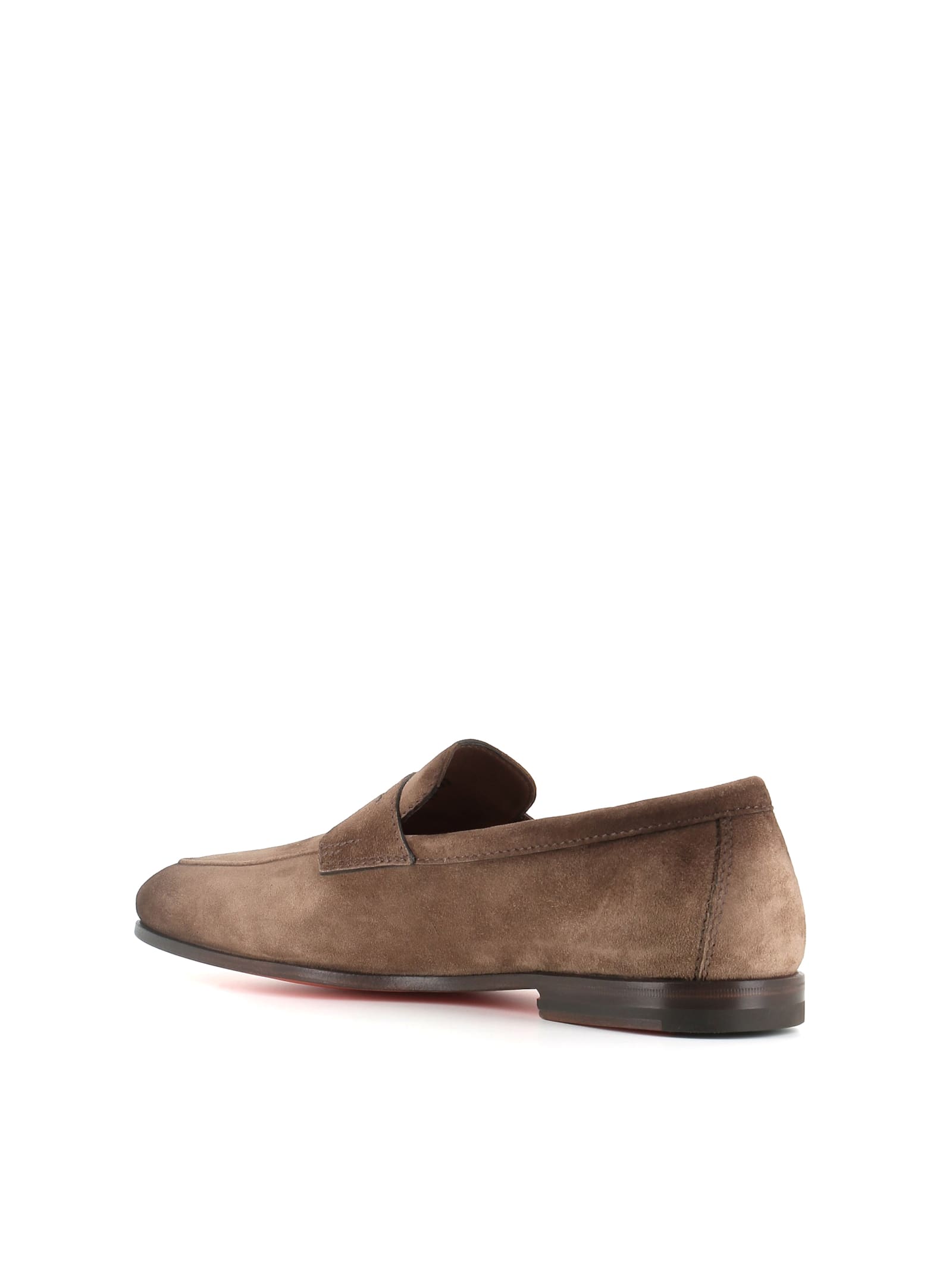 Santoni Leather Moccasin Shoes In Beige