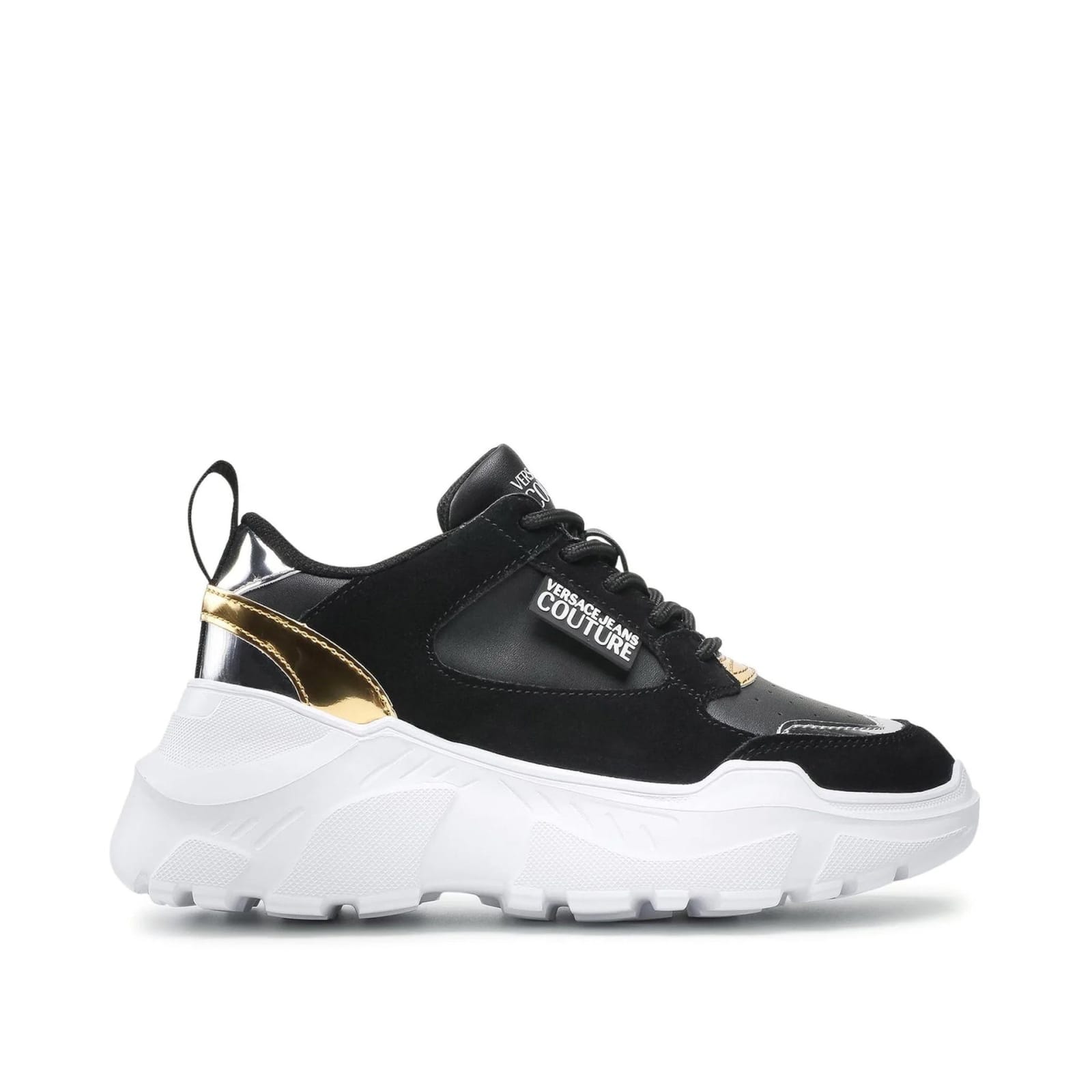 Shop Versace Jeans Couture Jeans Couture Leather And Suede Sneakers In Black