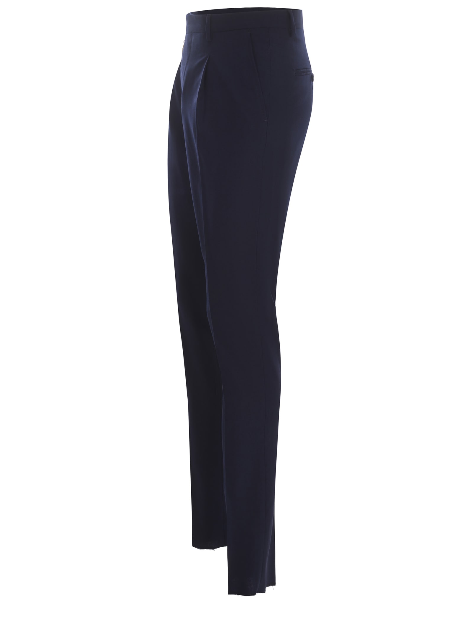 Shop Manuel Ritz Trousers  Made Of Wool Canvas In Blu