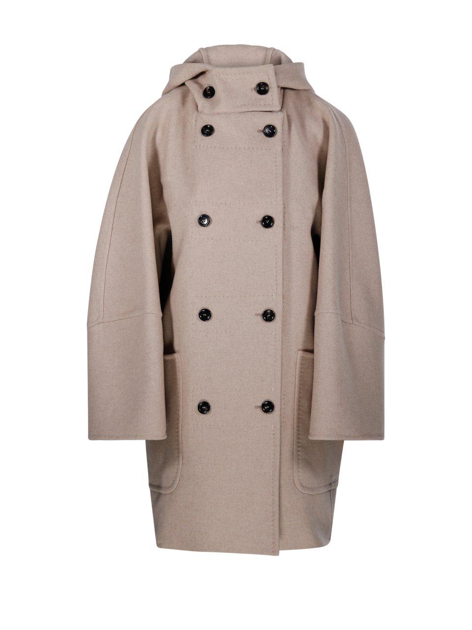 Shop Max Mara Hooded Button-up Coat In Beige