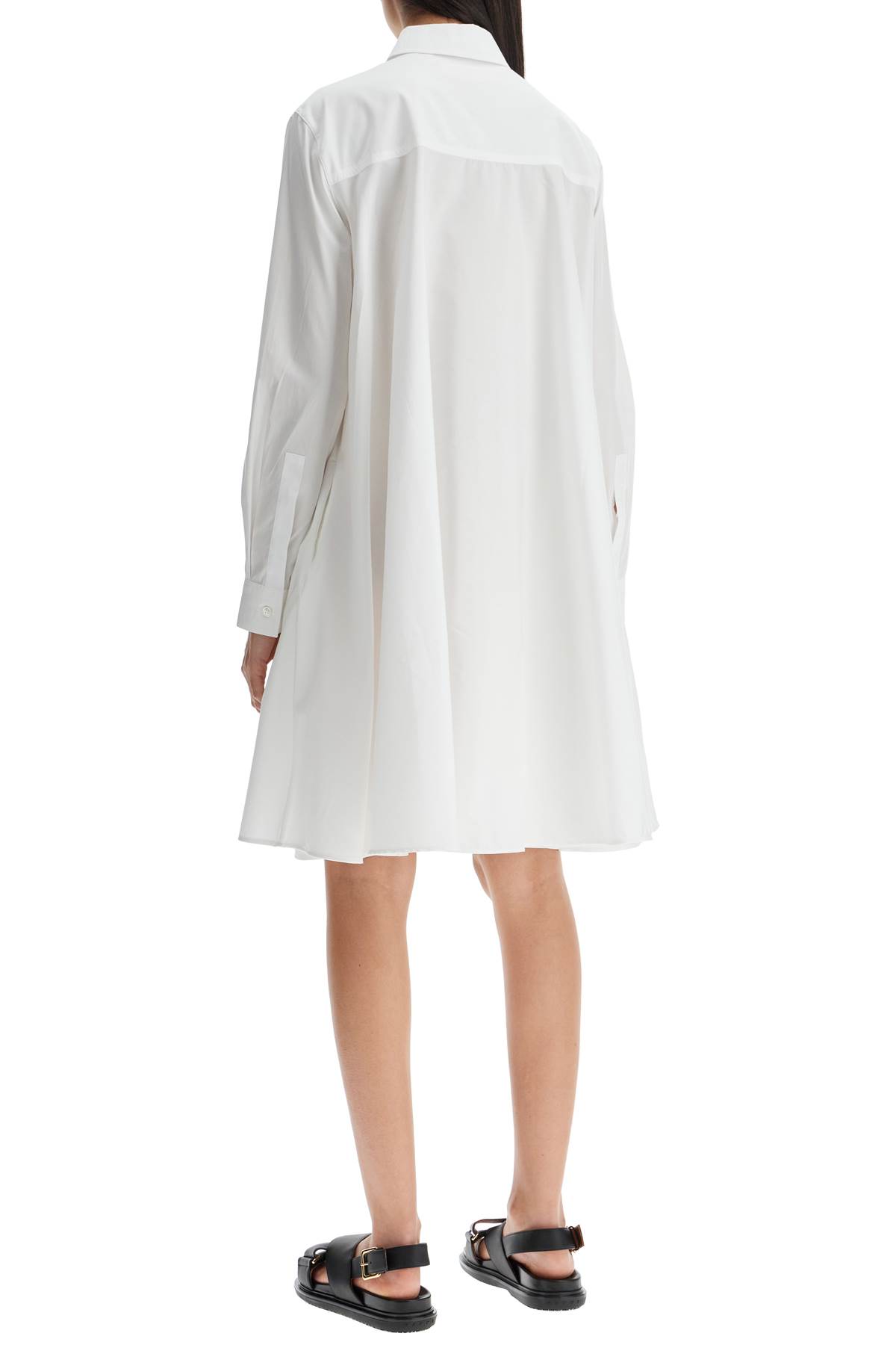 MARNI WHITE COTTON DRESS WITH EMBROIDERY 