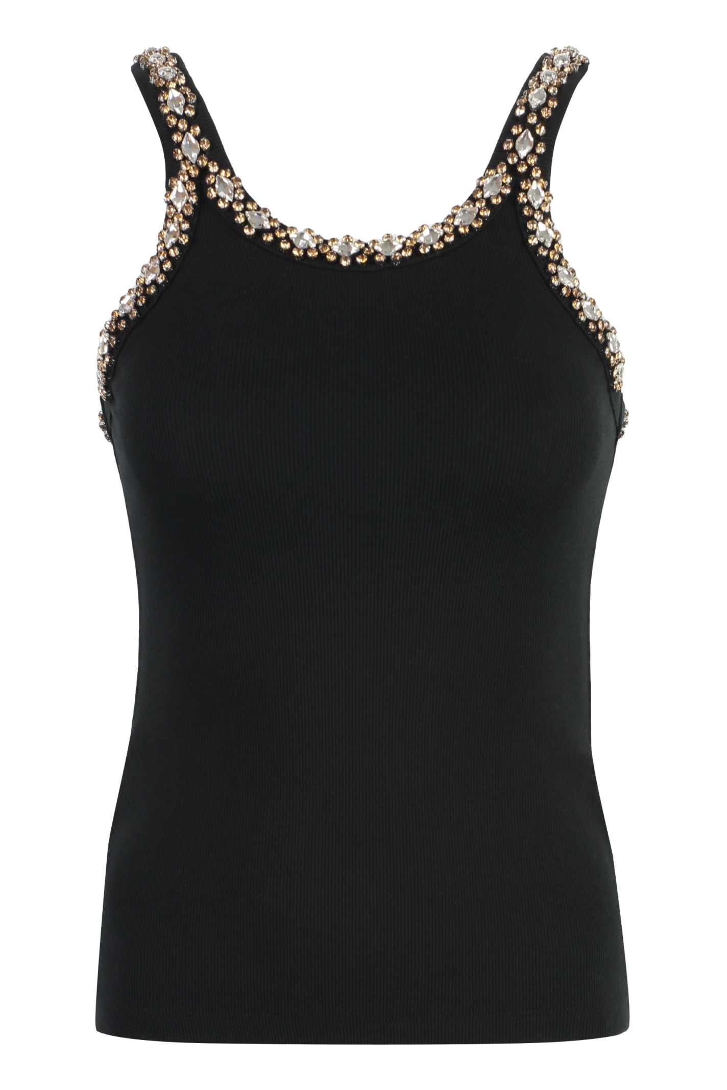 Shop Pinko Coriandoli Cotton Tank Top In Black