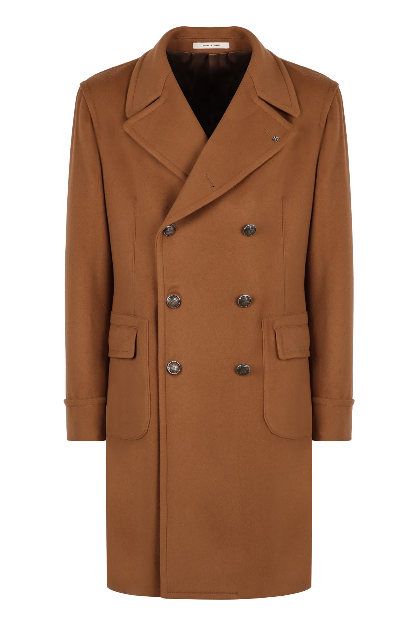 Shop Tagliatore Carlo Double-breasted Wool And Cashmere Coat In Camel