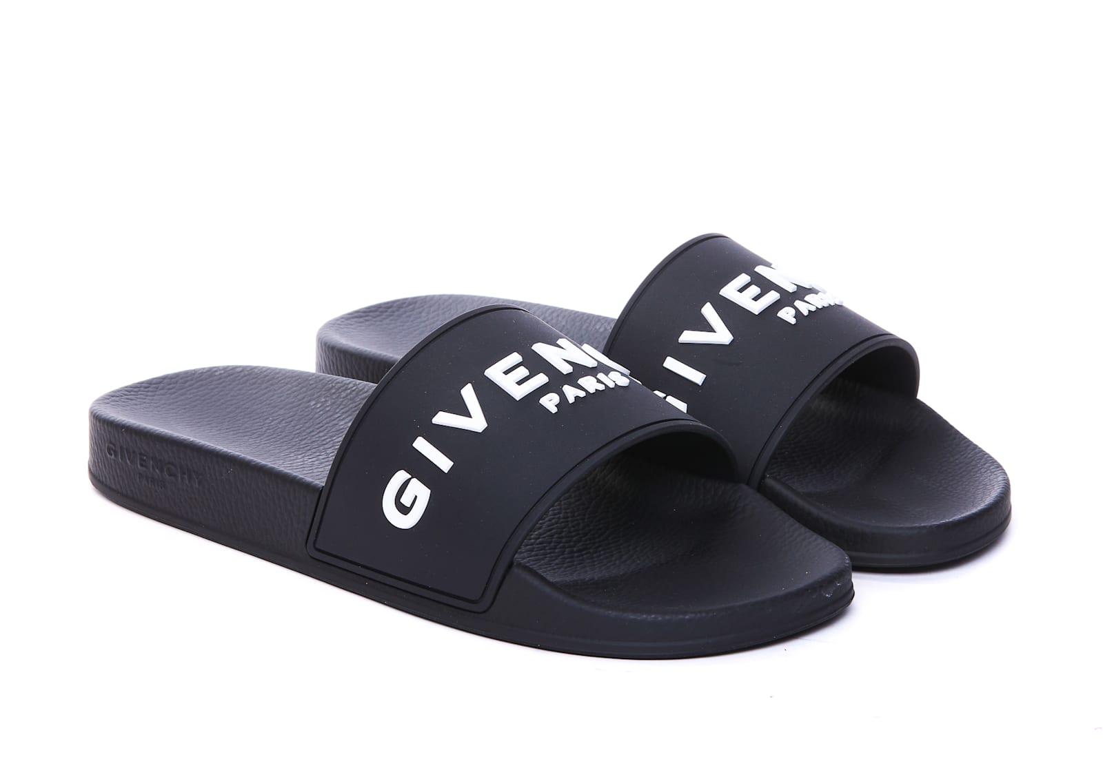 Shop Givenchy Logo Slide Sandals In Black