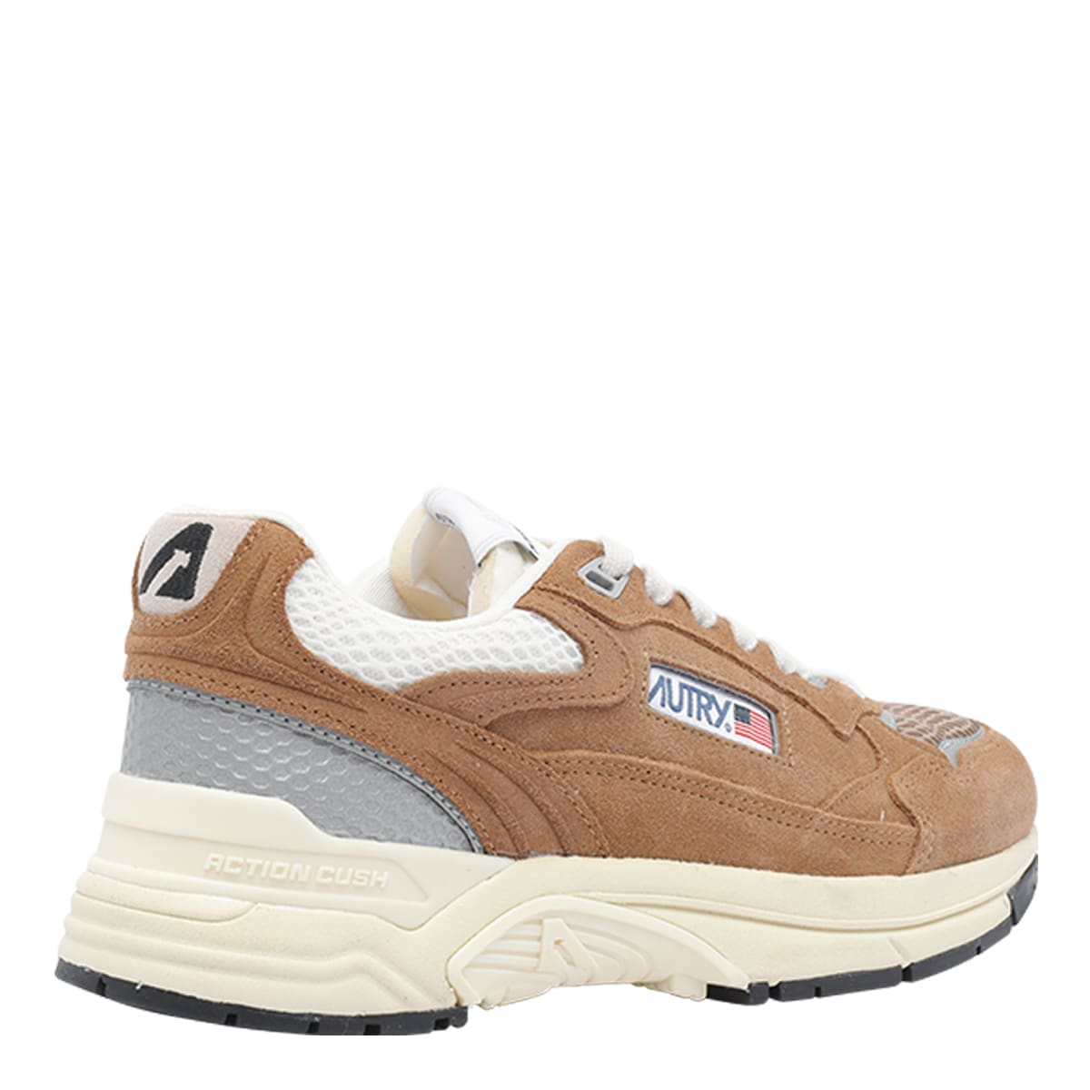 Autry Hyperway Sneakers In Cigar And Silver Mesh And Suede In Brown