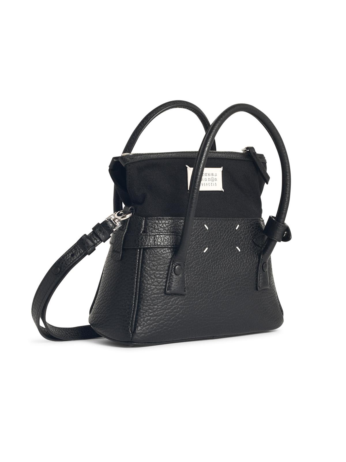 Maison Margiela East West Black Leather Bag In Black