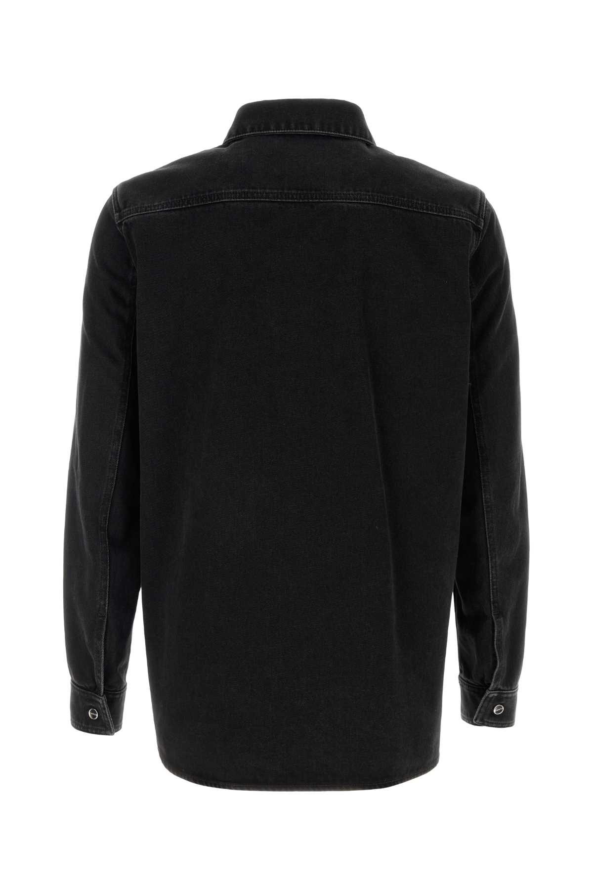 Shop Gucci Black Denim Shirt In Darkgreymix